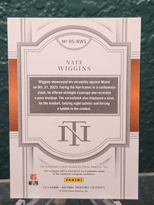 2024 NT Collegiate #RS-NWS Nate Wiggins Rookie Signatures #/99