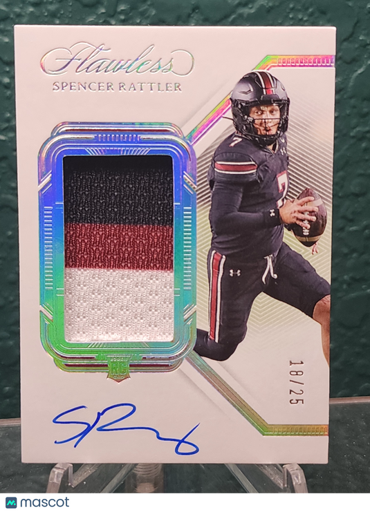 2024 Flawless Collegiate #155 Spencer Rattler Sick Patch, ON CARD AUTO /25