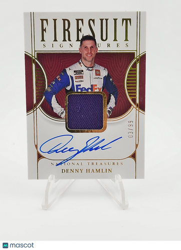 2023 Panini National Treasures #FS-DHM Denny Hamlin Firesuit Signatures #/99