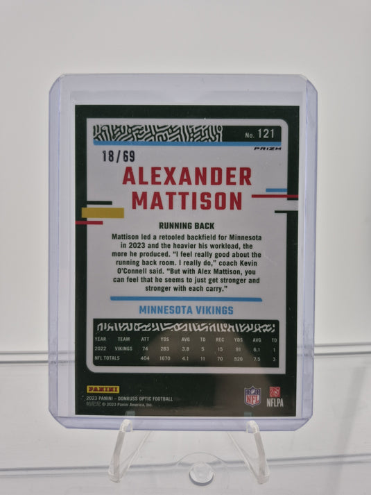 2023 Donruss Optic #121 Alexander Mattison Electricity #/69