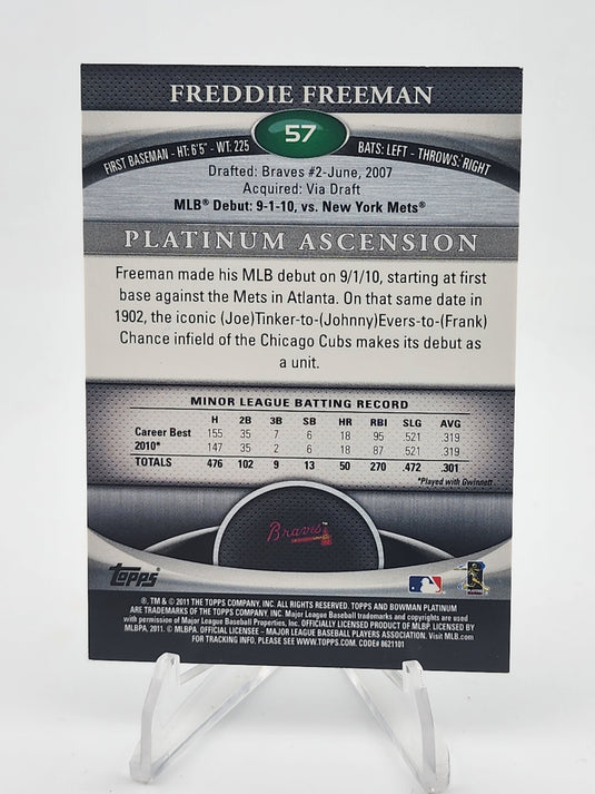 2011 Topps Bowman Platinum Freddie Freeman #57