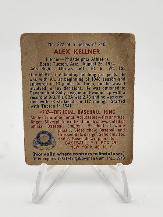 1949 Bowman Alex Kellner