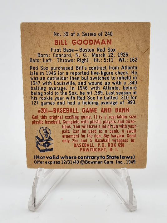 1949 Bowman Bill Goodman #39
