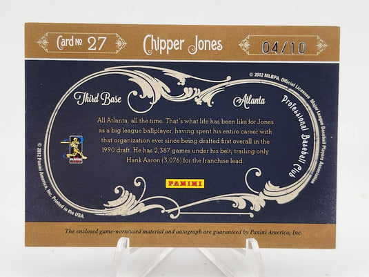 2012 Panini Prime Cuts Chipper Jones