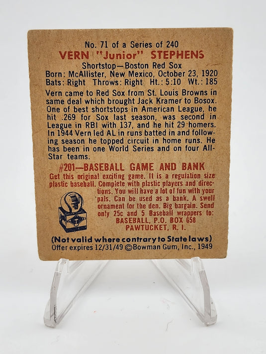 1949 Bowman Vern Stephens #71