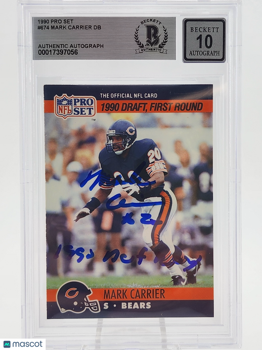 1990 Pro Set Mark Carrier DB #674 Rookie BGS 10