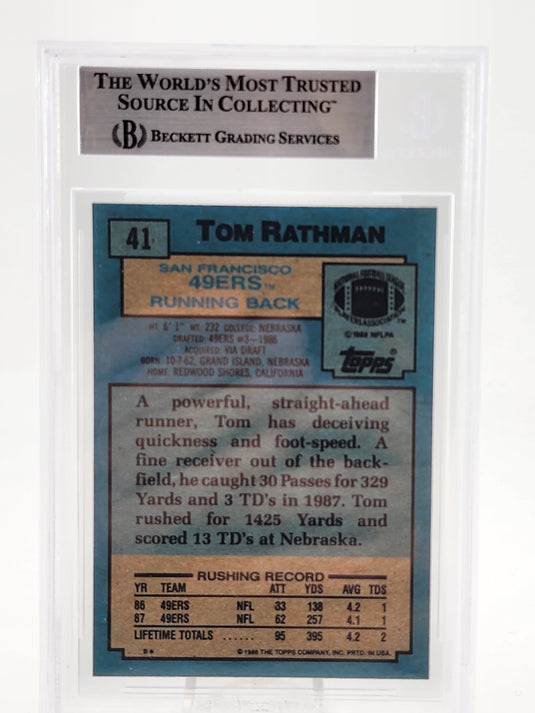 1988 Topps Tom Rathman #41 Rookie BGS Authentic BAS