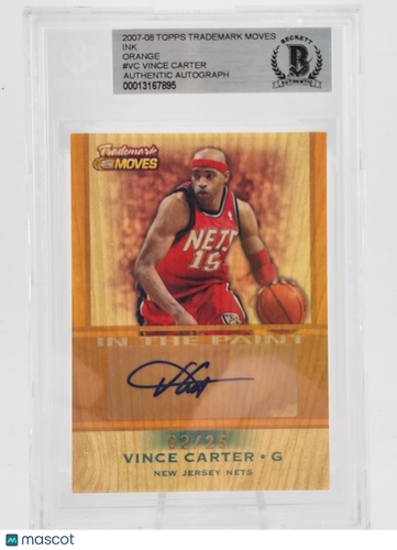 2007 Topps Trademark Moves Ink Orange Vince Carter #VC /25 BAS Auto Authentic