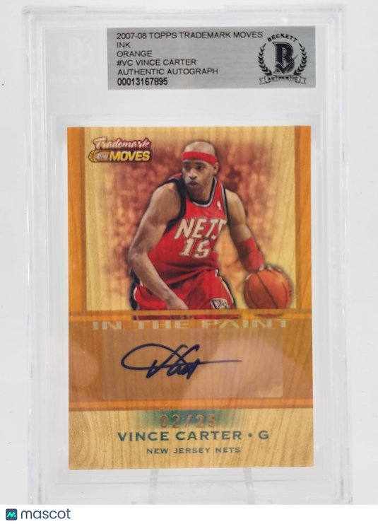 2007 Topps Trademark Moves Ink Orange Vince Carter #VC /25 BAS Auto Authentic