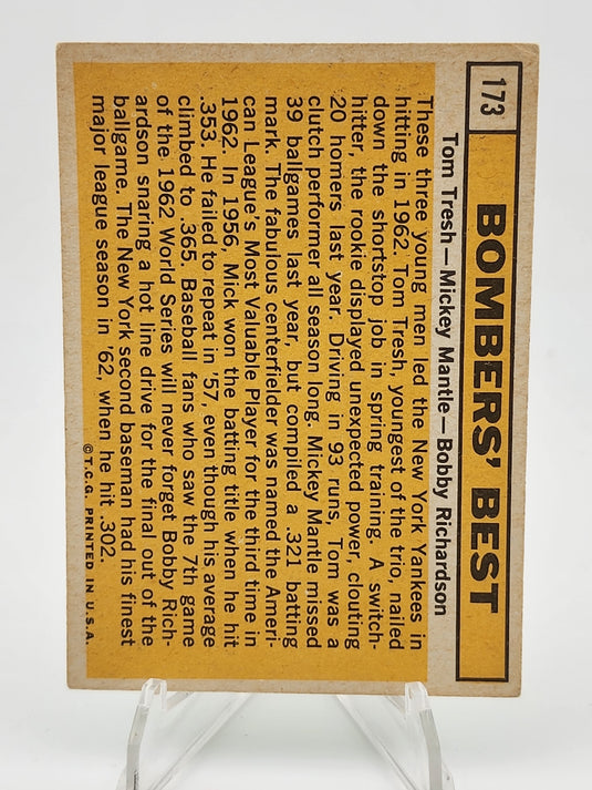 1962 Topps Bomber's Best Mickey Mantle #173