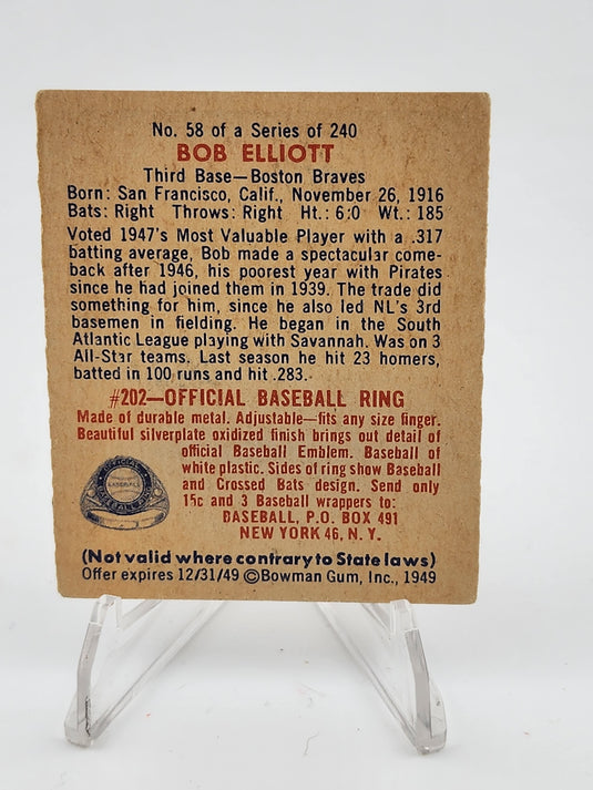 1949 Bowman Bob Elliott #58