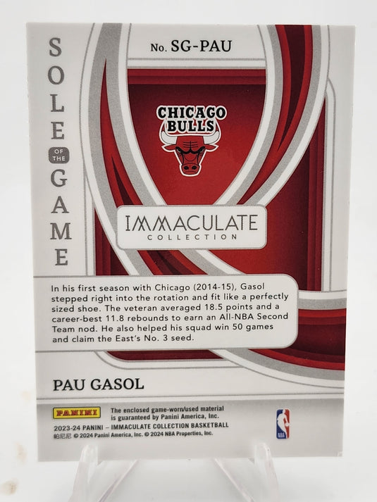 2023-24  Immaculate Pau Gasol #SG-PAU Game Used /25 Shoe Patch Sole of the Game