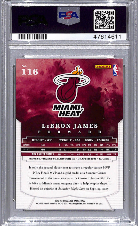 2012 Panini Brilliance LeBron James #116 PSA 9