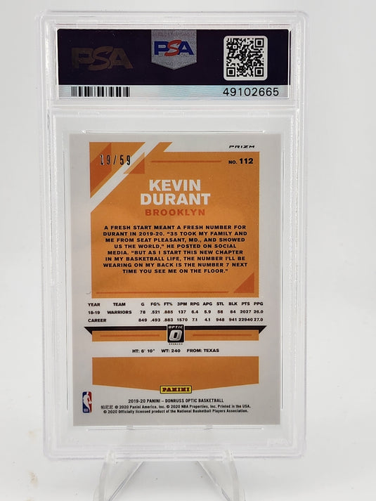 2019 Panini Donruss Optic Kevin Durant #112 Blue /59 PSA 9