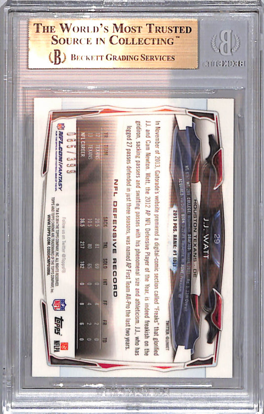 2014 Topps Chrome Pink Refractors J.J. Watt #29 /399 BGS 9.5