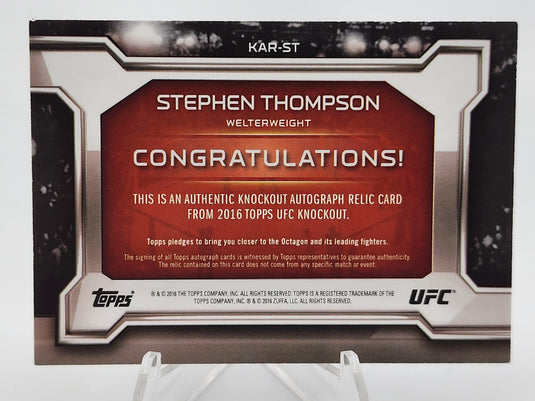 2016 Topps UFC Knockout Stephen Thompson #KAR-ST /250 Autograph Relic