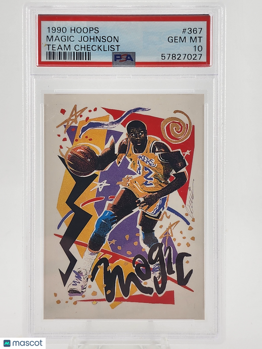 1990 Hoops Magic Johnson #367 Team Checklist PSA 10