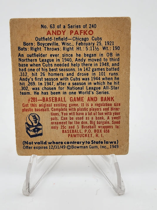 1949 Bowman Andy Pafko #63