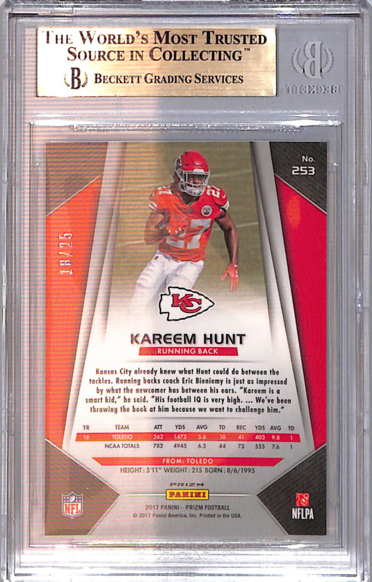 2017 Panini Prizm Kareem Hunt #253 /25 BGS 9.5