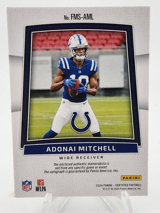2024 Panini Certified Freshman Fabric Adonai Mitchell #FMS-AML /30 Auto Patch RC
