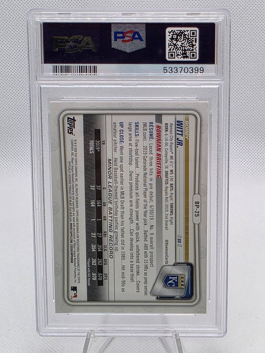 2020 Bowman Paper Prospects Bobby Witt JR. #BP25 PSA 9
