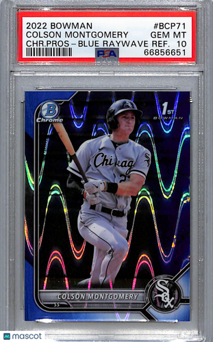 2022 Bowman Chrome  Colson Montgomery #BCP71 CHR. Pros Blue Raywave  PSA 10