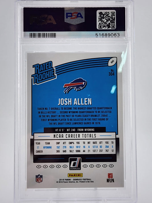 2018 Panini Donruss Josh Allen #304 PSA 10
