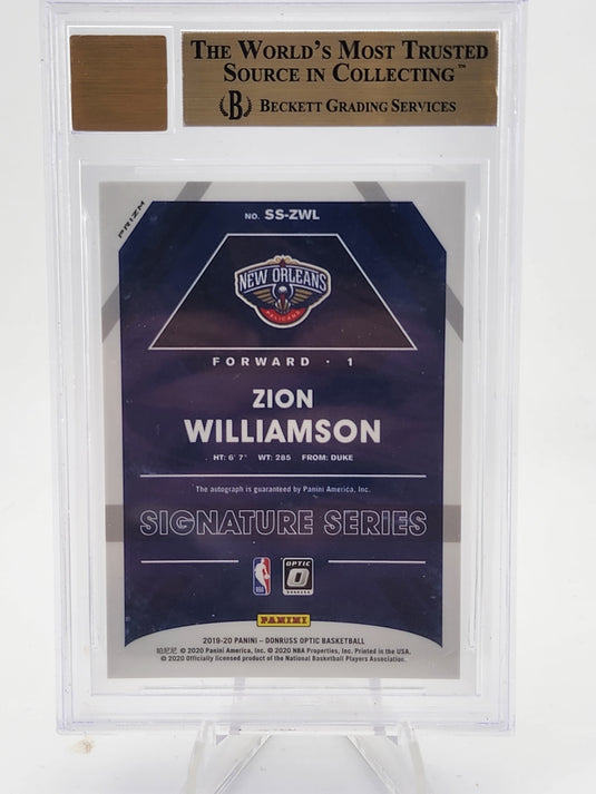 2019 Donruss Optic Signature Series Choice Zion Williamson #100 BGS 9.5 Auto 10