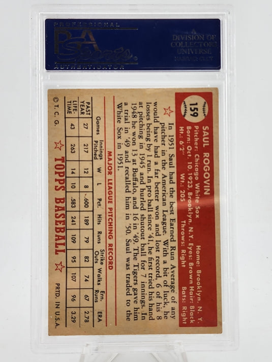 1952 Topps Saul Rogovin #159 PSA 4.5