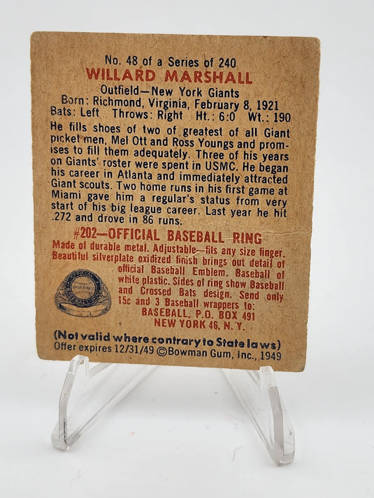 1949 Bowman Willard Marshall #48