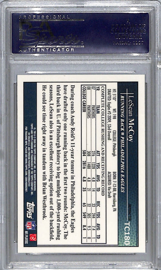 2009 Topps Chrome Lesean McCoy #TC180 Refractor PSA 10