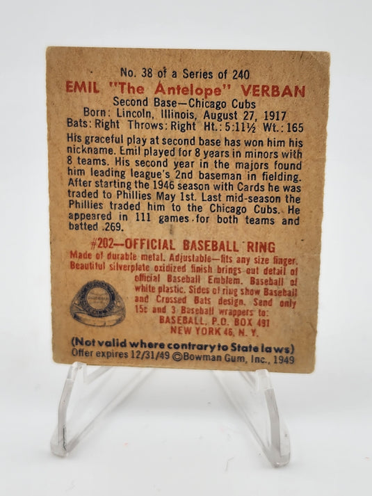1949 Bowman Emil Verban #38
