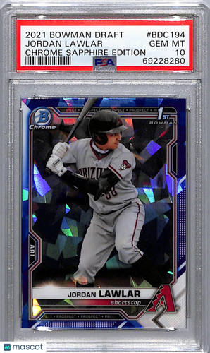 2021 Bowman Draft Chrome Sapphire Edition Jordan Lawlar #BDC194 PSA 10