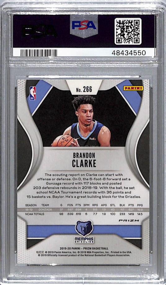 2019 Panini Prizm Brandon Clarke #266 Silver PSA 10