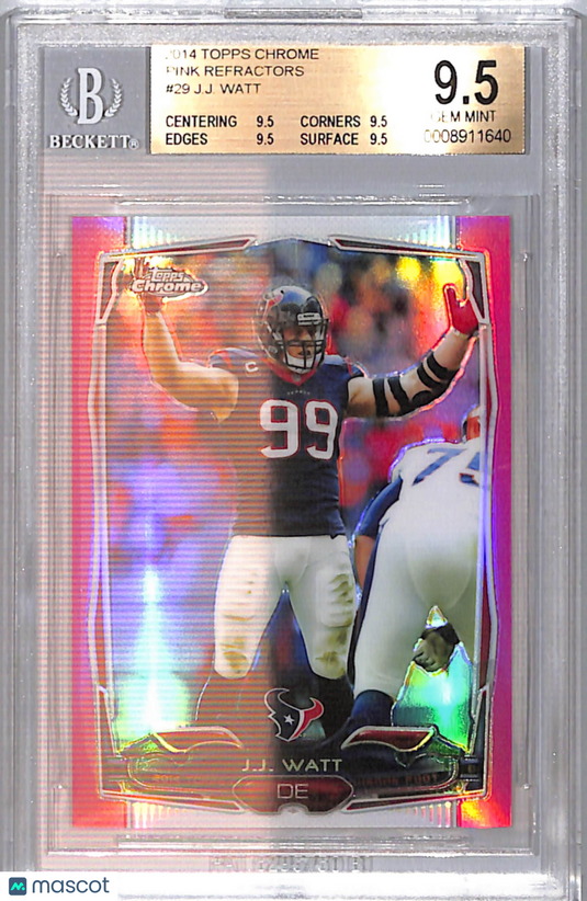 2014 Topps Chrome Pink Refractors J.J. Watt #29 /399 BGS 9.5