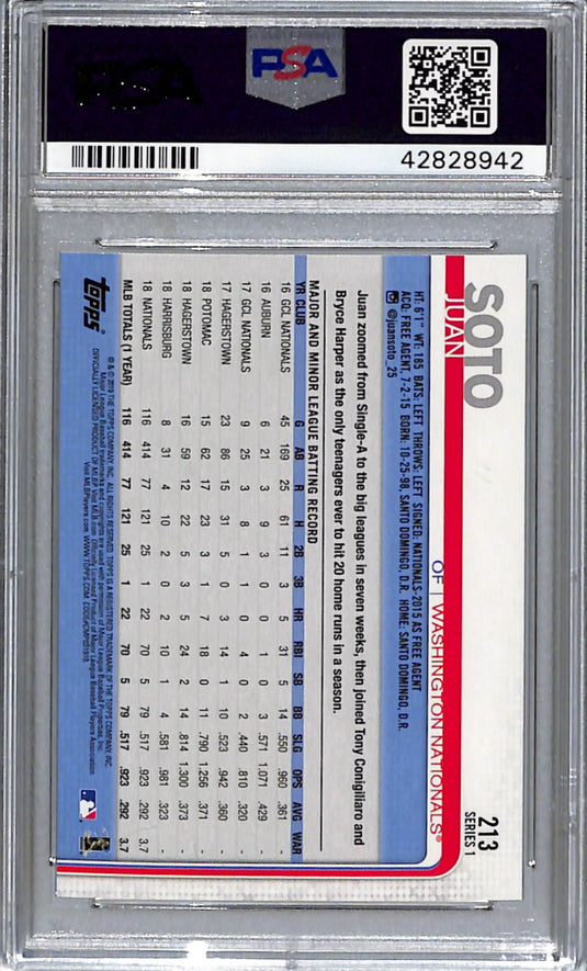 2019 Topps Juan Soto #213 PSA 10