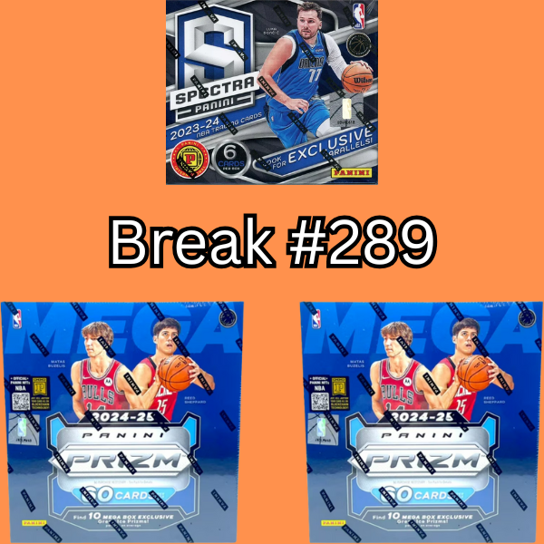 #289 23/24 NBA Spectra International, and 2x 24/25 NBA Prizm Hobby Mega
