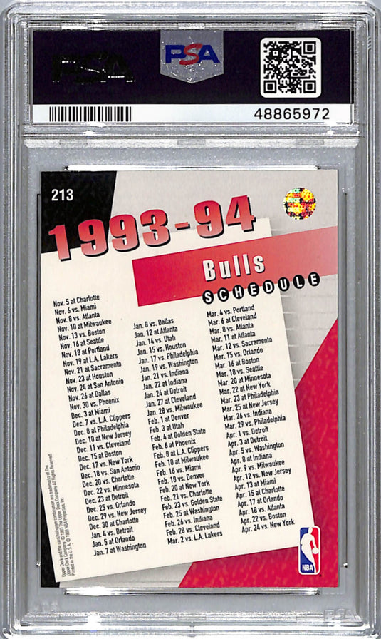 1993 Upper Deck Chicago Bulls #213 Schedule PSA 10