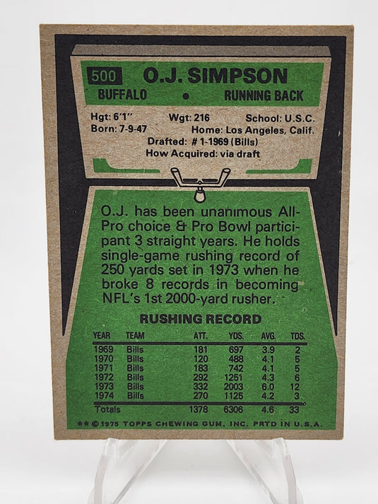 1975 Topps O.J. Simpson #500