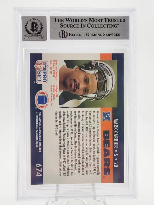 1990 Pro Set Mark Carrier DB #674 Rookie BGS 10