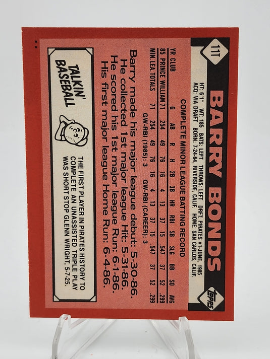 1986 Topps Barry Bonds #11T
