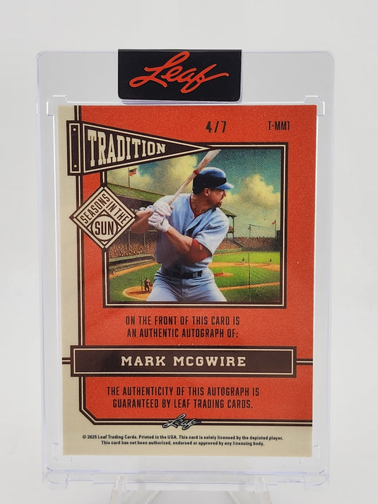 2025 Leaf Tradition Season in the Sun Mark McGwire
