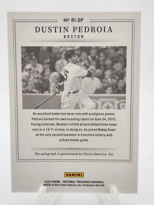 2023 Panini National Treasures Retro Ink Dustin Pedroia #RI-DP /25