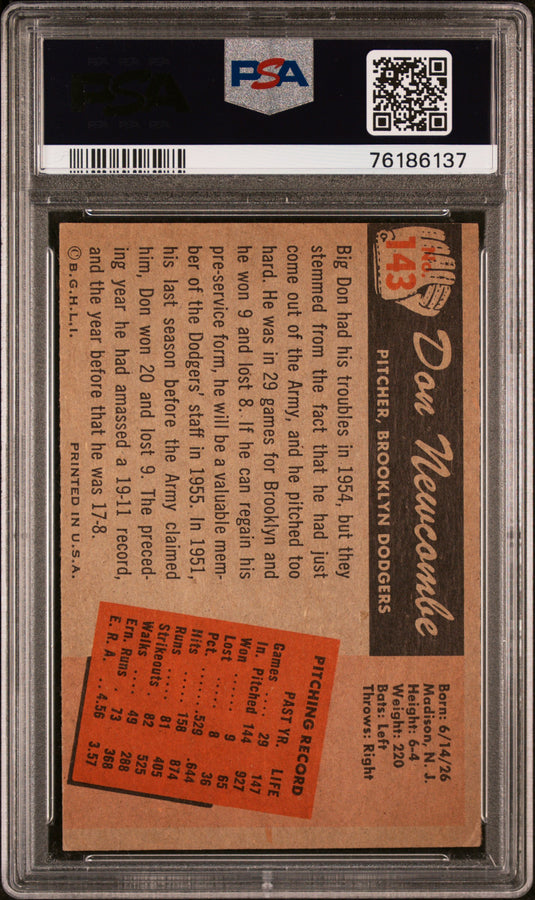 1955 Bowman Don Newcombe #143 PSA 3