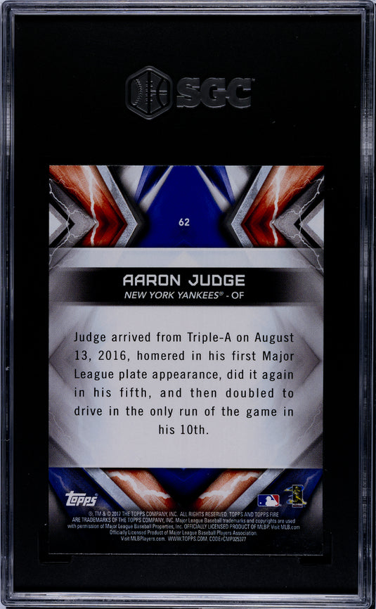 2017 Topps Fire Aaron Judge #62 SGC 9