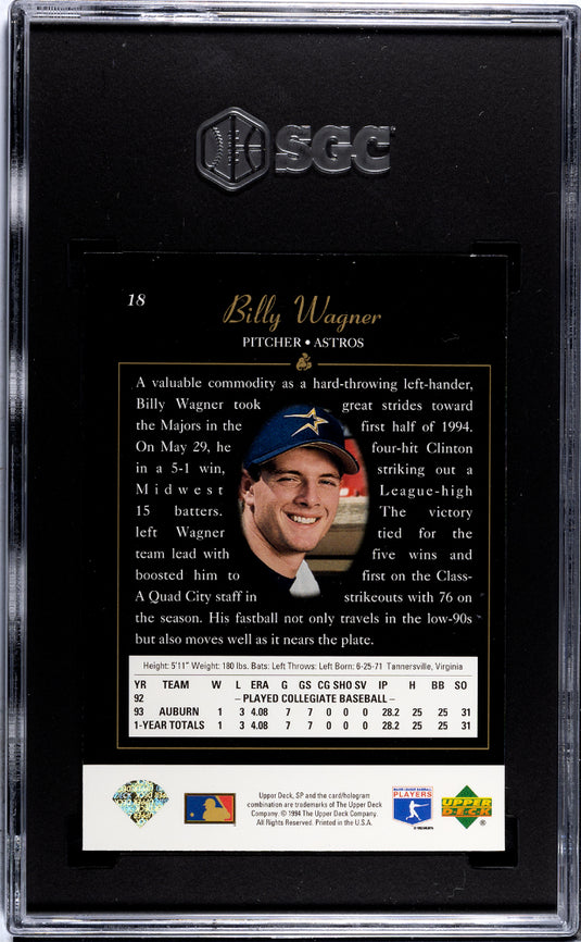 1994 Upper Deck SP Billy Wagner #18 SGC 8