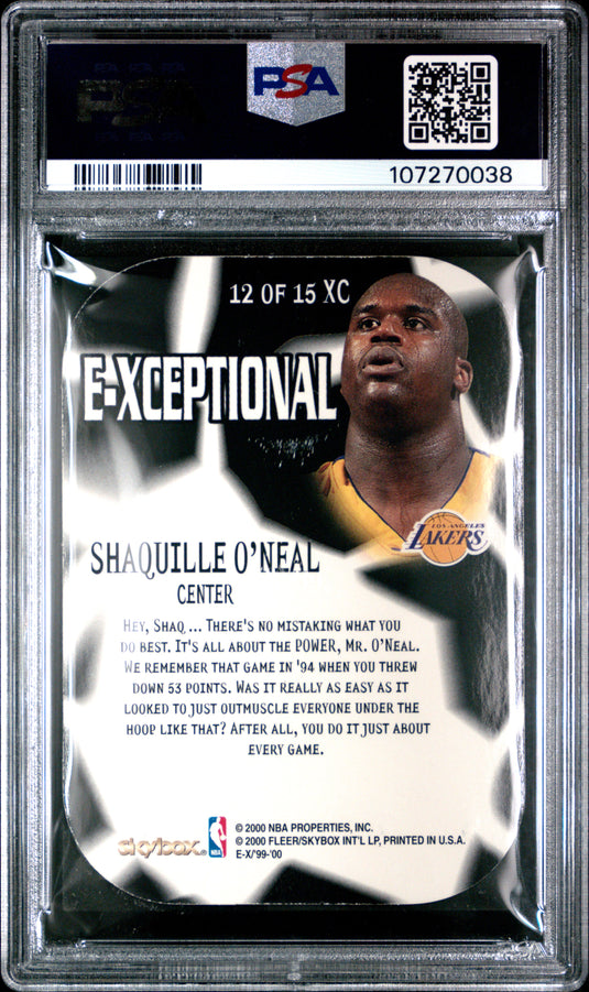 1999 Skybox E-X E-Xceptional Shaquille O'Neal #12 Red PSA 8
