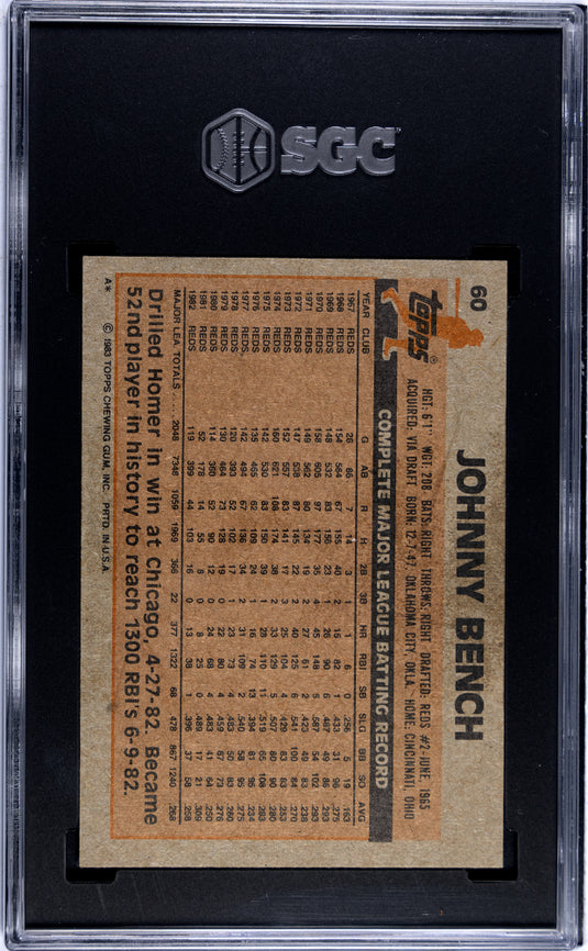 1983 Topps Johnny Bench #60 SGC 8.5