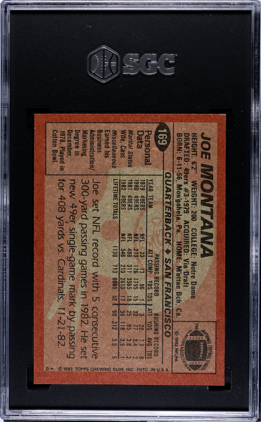1983 Topps Joe Montana #169 SGC 8