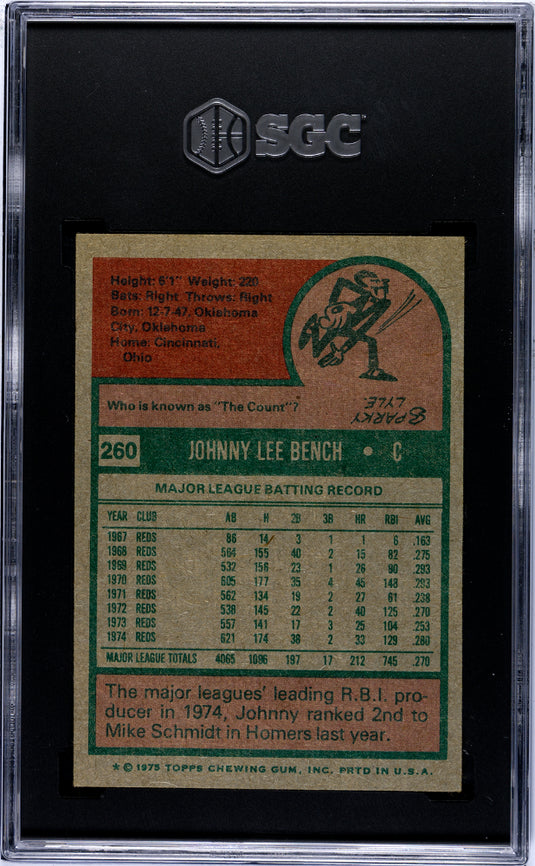 1975 Topps Johnny Bench #260 SGC 5.5